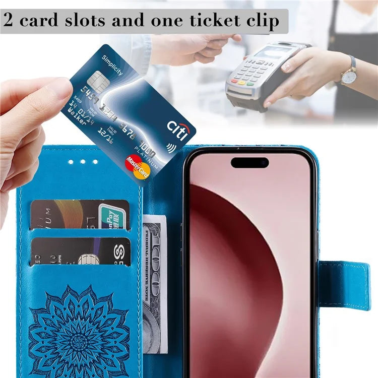 KT Imprinting Flower Series-1 For iPhone 16 Pro Max Case Wallet Leather Phone Cover