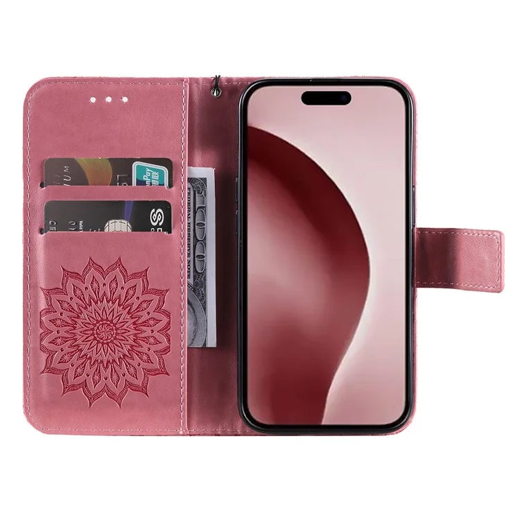 KT Imprinting Flower Series-1 For iPhone 16 Pro Max Case Wallet Leather Phone Cover