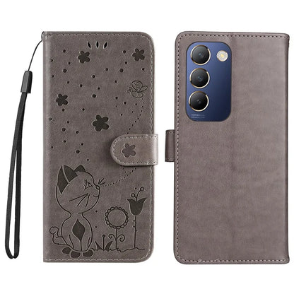 KT Imprinting Flower Series-4 For vivo V40 SE 5G / Y100 5G (Indonesia) / Y200e 5G / V30 Lite 5G (India) Leather Phone Case