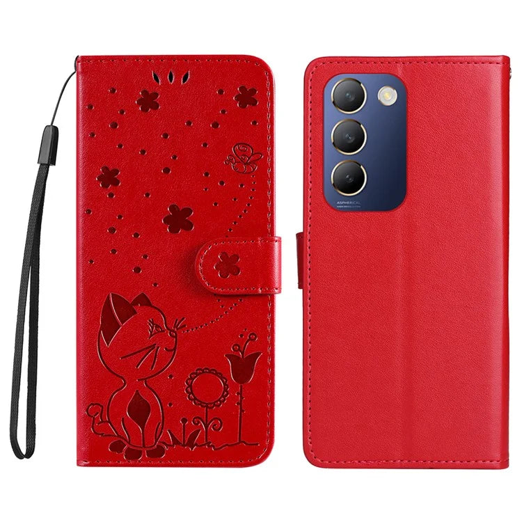 KT Imprinting Flower Series-4 For vivo V40 SE 5G / Y100 5G (Indonesia) / Y200e 5G / V30 Lite 5G (India) Leather Phone Case