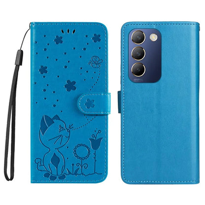 KT Imprinting Flower Series-4 For vivo V40 SE 5G / Y100 5G (Indonesia) / Y200e 5G / V30 Lite 5G (India) Leather Phone Case