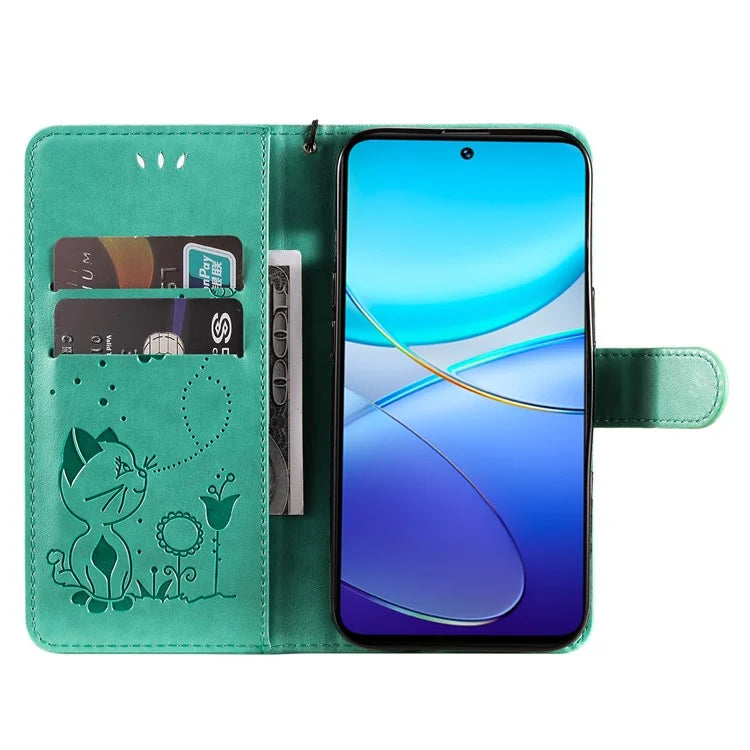 KT Imprinting Flower Series-4 For vivo V40 SE 5G / Y100 5G (Indonesia) / Y200e 5G / V30 Lite 5G (India) Leather Phone Case