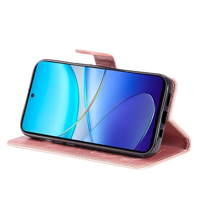 KT Imprinting Flower Series-4 For vivo V40 SE 5G / Y100 5G (Indonesia) / Y200e 5G / V30 Lite 5G (India) Leather Phone Case