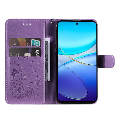 KT Imprinting Flower Series-4 For vivo V40 SE 5G / Y100 5G (Indonesia) / Y200e 5G / V30 Lite 5G (India) Leather Phone Case