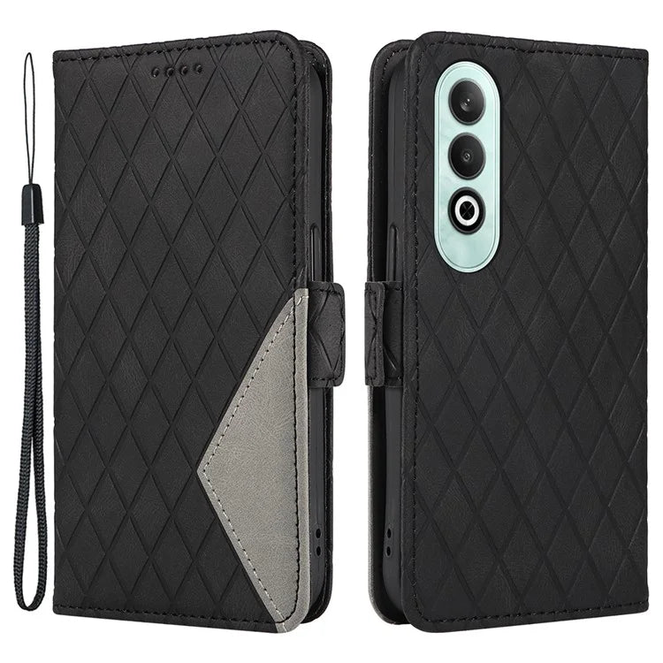 For OnePlus Nord CE4 5G Case Rhombus Grid Leather Wallet Phone Cover