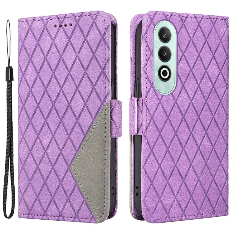 For OnePlus Nord CE4 5G Case Rhombus Grid Leather Wallet Phone Cover