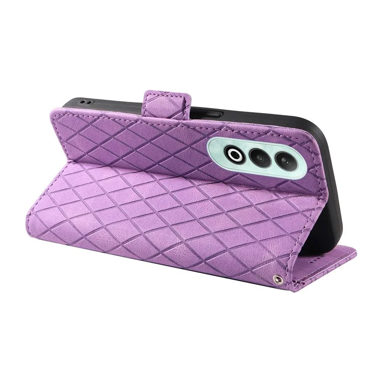 For OnePlus Nord CE4 5G Case Rhombus Grid Leather Wallet Phone Cover