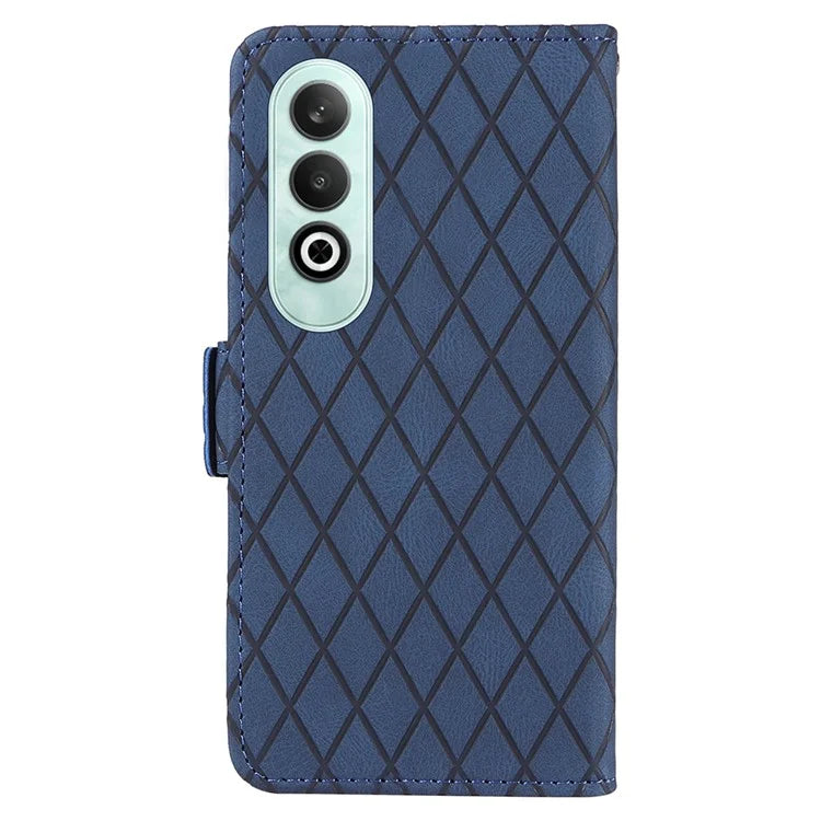For OnePlus Nord CE4 5G Case Rhombus Grid Leather Wallet Phone Cover