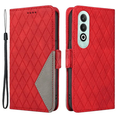 For OnePlus Nord CE4 5G Case Rhombus Grid Leather Wallet Phone Cover