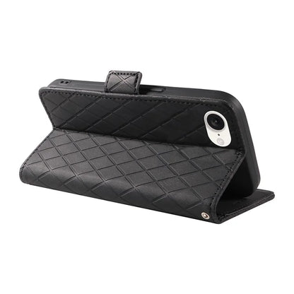 For iPhone SE (2024) Wallet Case Rhombus Grid Leather Shockproof Phone Cover