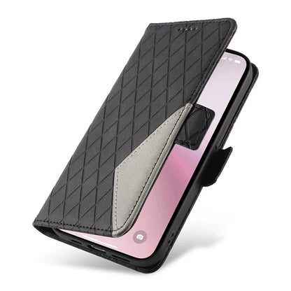 For iPhone SE (2024) Wallet Case Rhombus Grid Leather Shockproof Phone Cover
