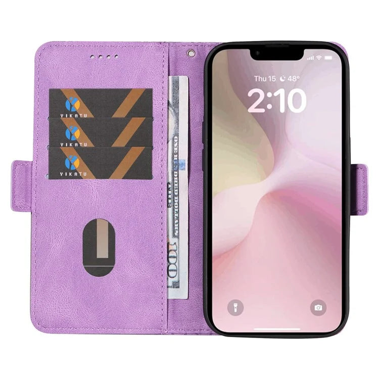 For iPhone SE (2024) Wallet Case Rhombus Grid Leather Shockproof Phone Cover