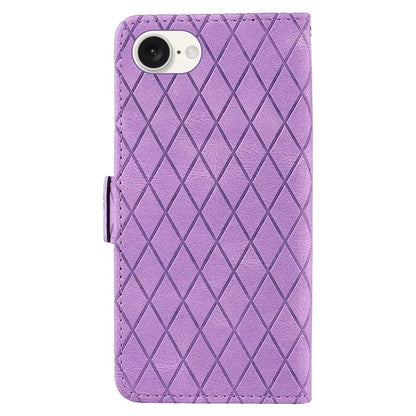 For iPhone SE (2024) Wallet Case Rhombus Grid Leather Shockproof Phone Cover