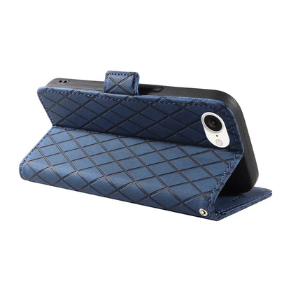 For iPhone SE (2024) Wallet Case Rhombus Grid Leather Shockproof Phone Cover