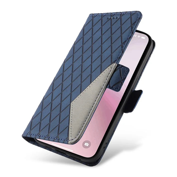 For iPhone SE (2024) Wallet Case Rhombus Grid Leather Shockproof Phone Cover