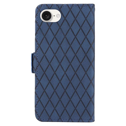 For iPhone SE (2024) Wallet Case Rhombus Grid Leather Shockproof Phone Cover