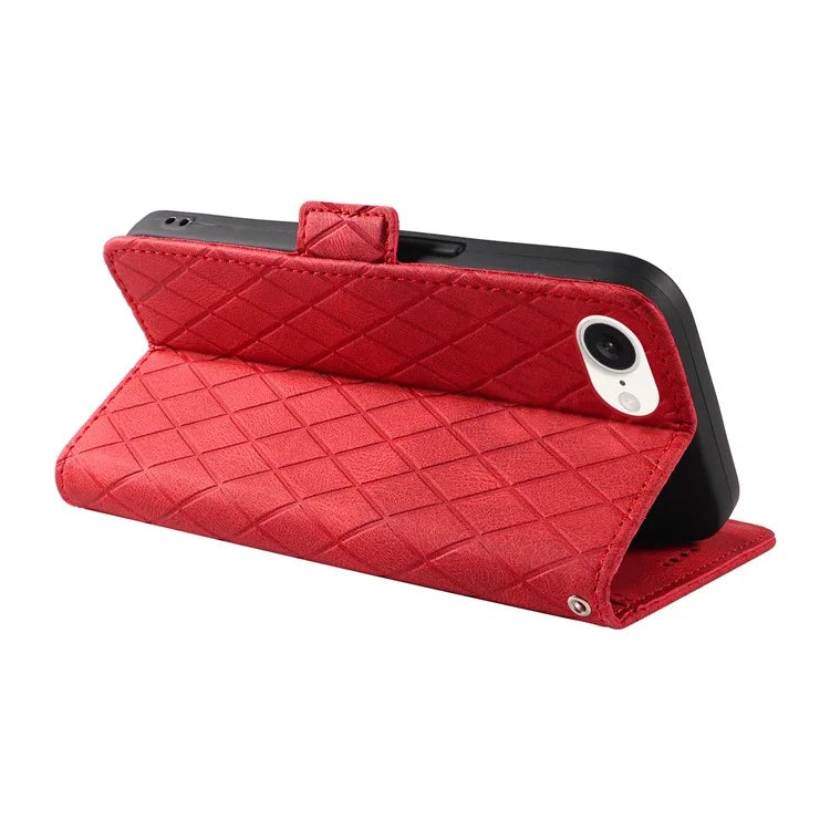 For iPhone SE (2024) Wallet Case Rhombus Grid Leather Shockproof Phone Cover