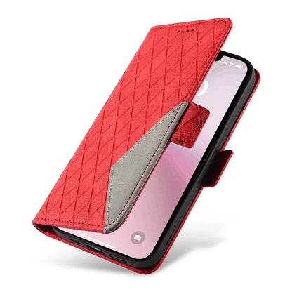 For iPhone SE (2024) Wallet Case Rhombus Grid Leather Shockproof Phone Cover