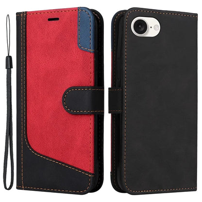 For iPhone SE (2024) Case Wallet PU Leather Three-Color Splicing Phone Cover