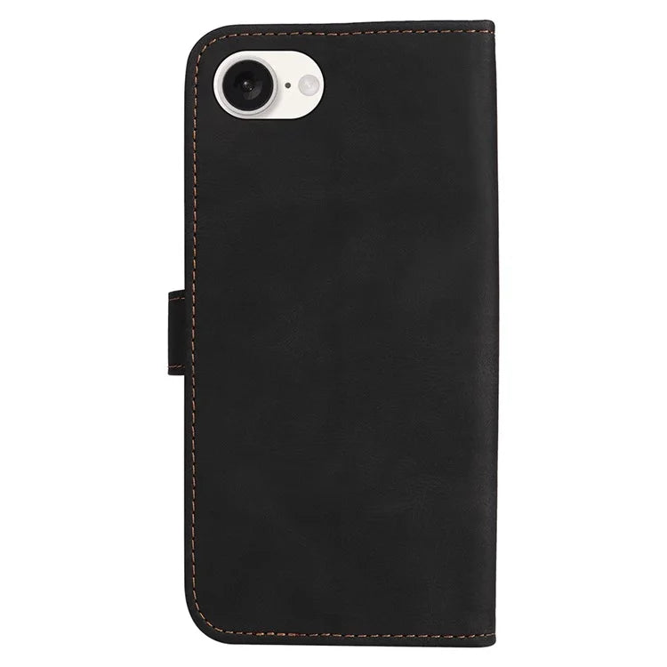 For iPhone SE (2024) Case Wallet PU Leather Three-Color Splicing Phone Cover