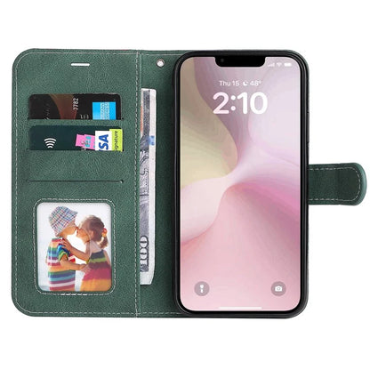 For iPhone SE (2024) Case Wallet PU Leather Three-Color Splicing Phone Cover