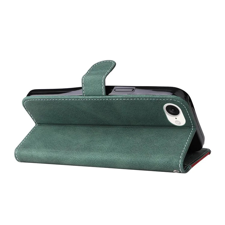 For iPhone SE (2024) Case Wallet PU Leather Three-Color Splicing Phone Cover