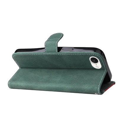 For iPhone SE (2024) Case Wallet PU Leather Three-Color Splicing Phone Cover