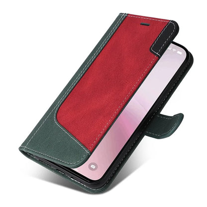 For iPhone SE (2024) Case Wallet PU Leather Three-Color Splicing Phone Cover