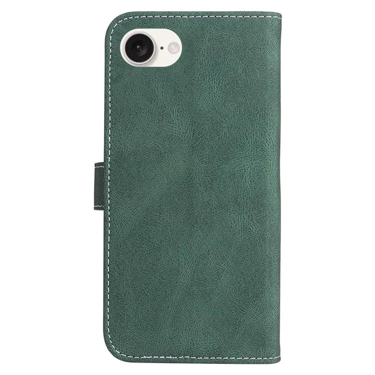 For iPhone SE (2024) Case Wallet PU Leather Three-Color Splicing Phone Cover