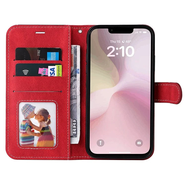 For iPhone SE (2024) Case Wallet PU Leather Three-Color Splicing Phone Cover