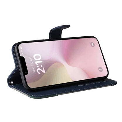 For iPhone SE (2024) Case Wallet PU Leather Three-Color Splicing Phone Cover