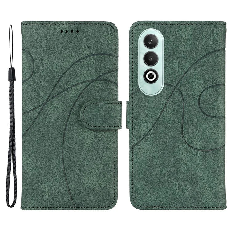 For OnePlus Nord CE4 5G Case Wallet Stand PU Leather Curved Line Phone Cover
