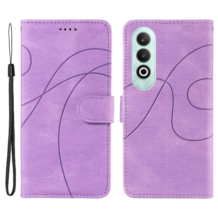 For OnePlus Nord CE4 5G Case Wallet Stand PU Leather Curved Line Phone Cover