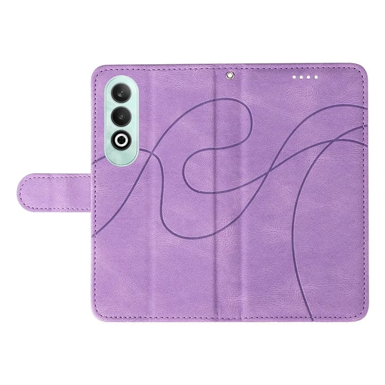 For OnePlus Nord CE4 5G Case Wallet Stand PU Leather Curved Line Phone Cover