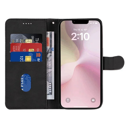 For iPhone SE (2024) Case Curved Line Imprinted PU Leather Wallet Phone Cover