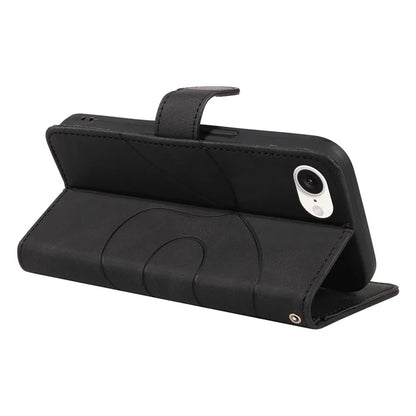 For iPhone SE (2024) Case Curved Line Imprinted PU Leather Wallet Phone Cover