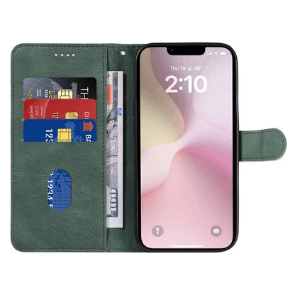 For iPhone SE (2024) Case Curved Line Imprinted PU Leather Wallet Phone Cover