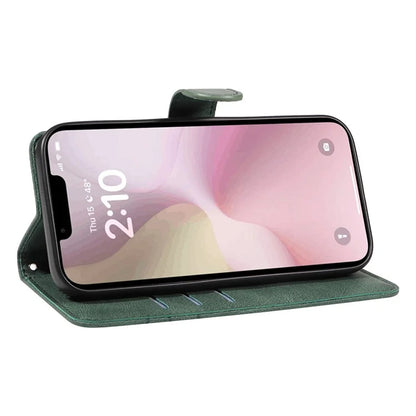 For iPhone SE (2024) Case Curved Line Imprinted PU Leather Wallet Phone Cover