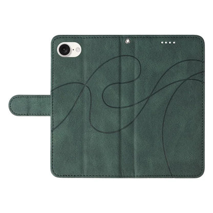 For iPhone SE (2024) Case Curved Line Imprinted PU Leather Wallet Phone Cover
