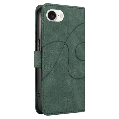 For iPhone SE (2024) Case Curved Line Imprinted PU Leather Wallet Phone Cover