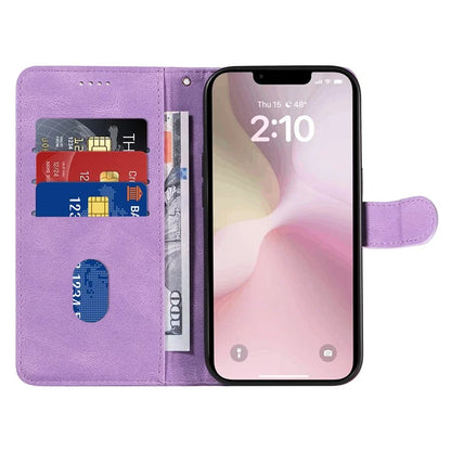 For iPhone SE (2024) Case Curved Line Imprinted PU Leather Wallet Phone Cover