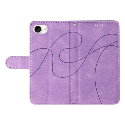 For iPhone SE (2024) Case Curved Line Imprinted PU Leather Wallet Phone Cover