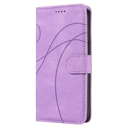 For iPhone SE (2024) Case Curved Line Imprinted PU Leather Wallet Phone Cover