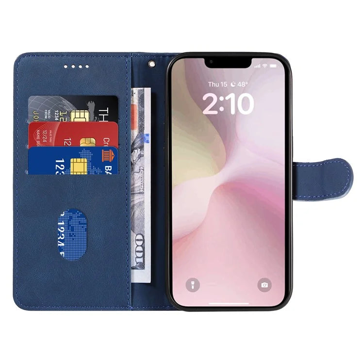 For iPhone SE (2024) Case Curved Line Imprinted PU Leather Wallet Phone Cover