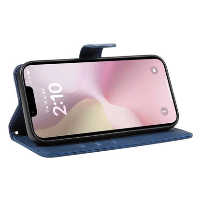 For iPhone SE (2024) Case Curved Line Imprinted PU Leather Wallet Phone Cover