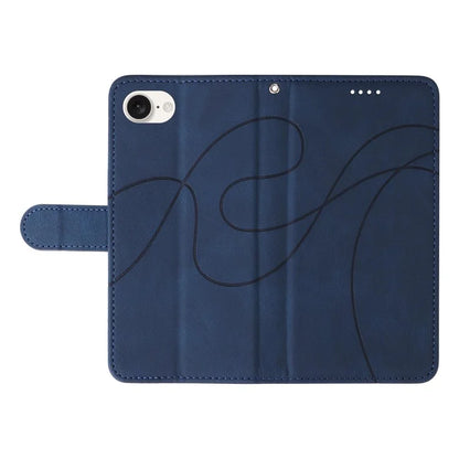 For iPhone SE (2024) Case Curved Line Imprinted PU Leather Wallet Phone Cover