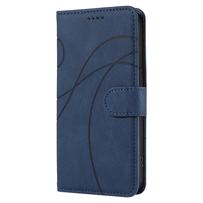 For iPhone SE (2024) Case Curved Line Imprinted PU Leather Wallet Phone Cover