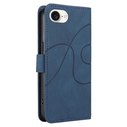 For iPhone SE (2024) Case Curved Line Imprinted PU Leather Wallet Phone Cover