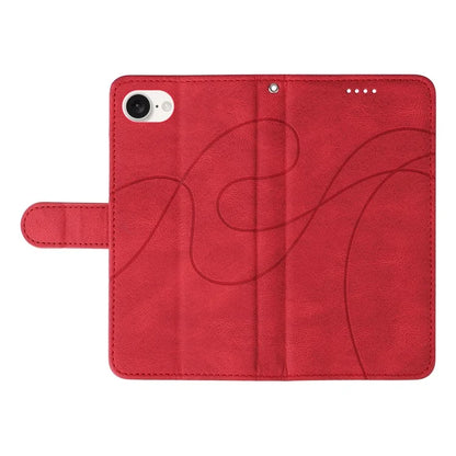 For iPhone SE (2024) Case Curved Line Imprinted PU Leather Wallet Phone Cover