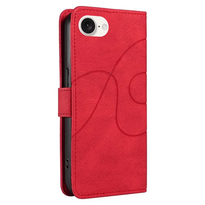 For iPhone SE (2024) Case Curved Line Imprinted PU Leather Wallet Phone Cover